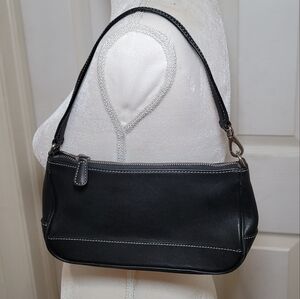 Coach 7785 Hampton Demi Black Leather Pouch Y2K Shoulder Bag